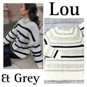 Lou & Grey Textured Striped Sweater cotton/ wool blend